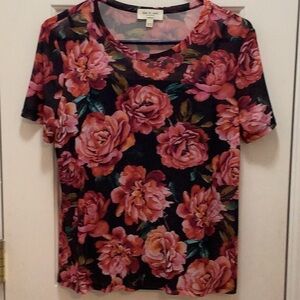 Floral Black and Pink Women's Top